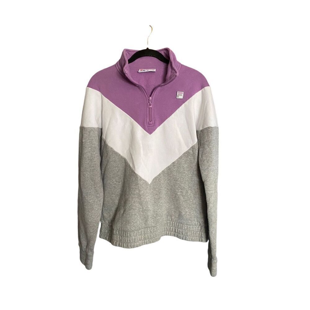 FIla women’s vintage ￼1/4 zip pullover, long sleeve sweatshirt, size large